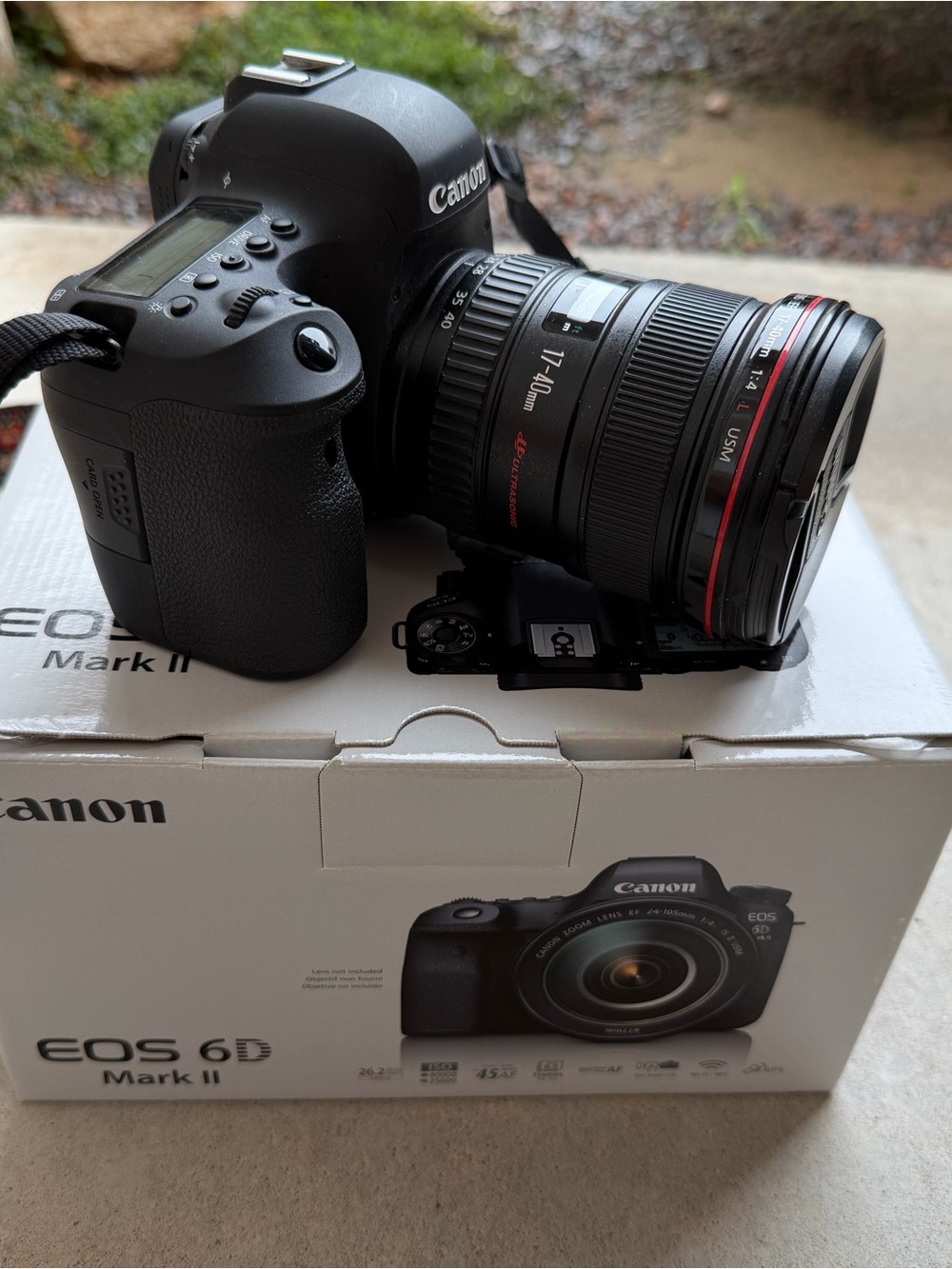 Canon EOS 6D Mark II DSLR Camera with Black Body and Red-Accented Lens